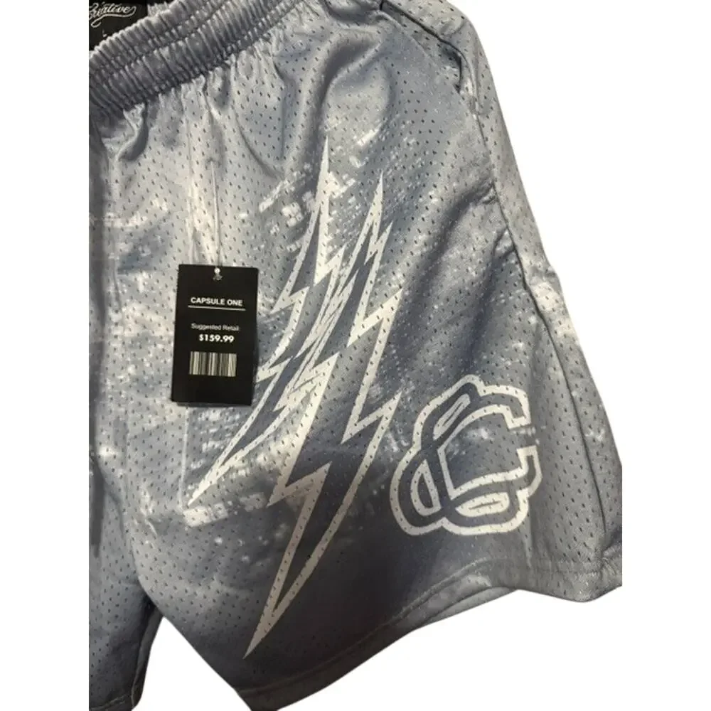 Corrupted Creative Satin Mesh Basketball Shorts Size L - Maryland Gray Bolt